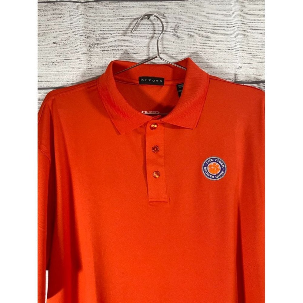 Clemson Tigers - The Tiger Sports Shop Divots Men's L Orange Logo Polo Shirt